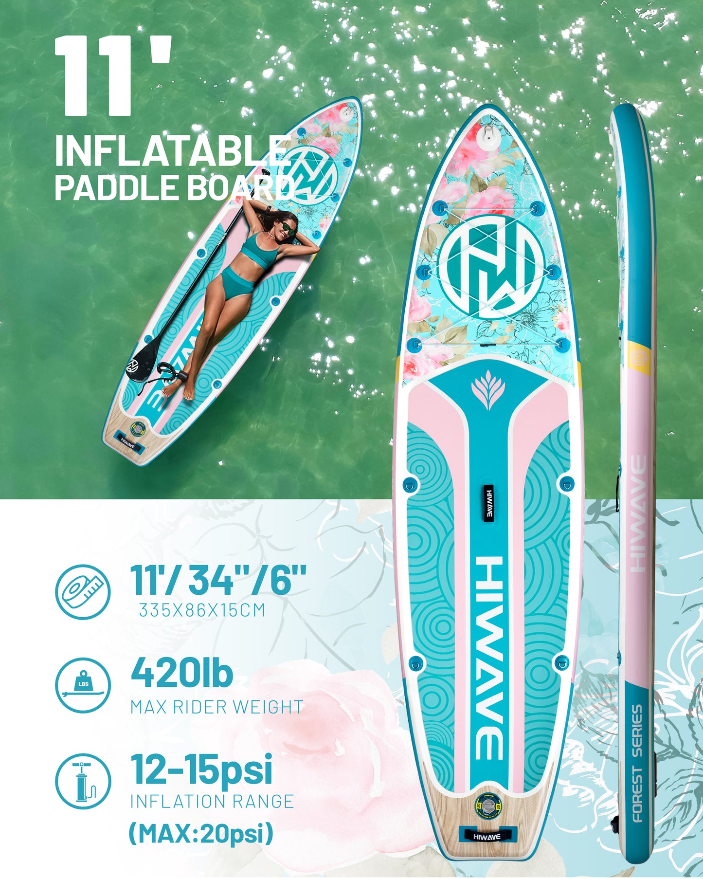 Stand Up Paddle (SUP) Inflable - 11'' pies / 335 cm + Mochila + Accesorios