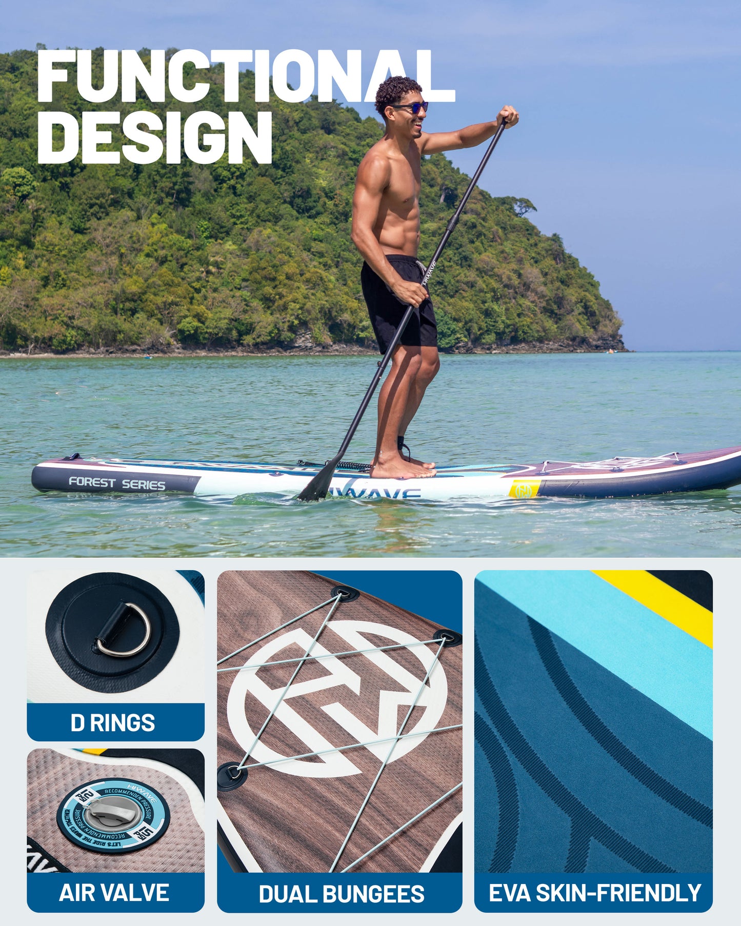 Stand Up Paddle (SUP) Inflable - 11'' pies / 335 cm + Mochila + Accesorios
