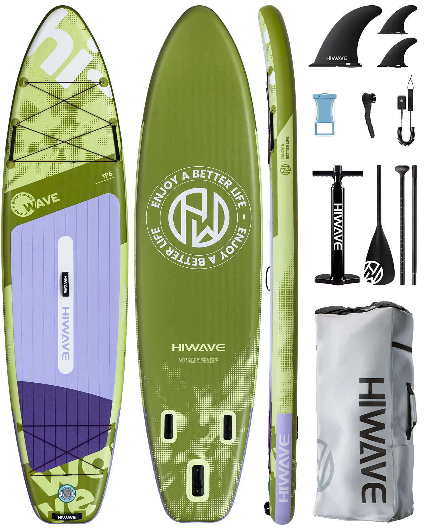 Stand Up Paddle (SUP) Inflable - 11'6 pies / 351 cm + Mochila + Accesorios