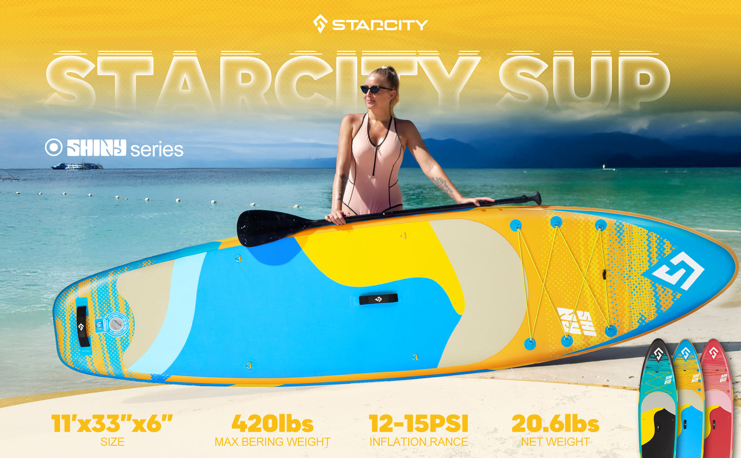 Stand Up Paddle (SUP) Inflable - 11 pies / 335 cm + Mochila + Accesorios