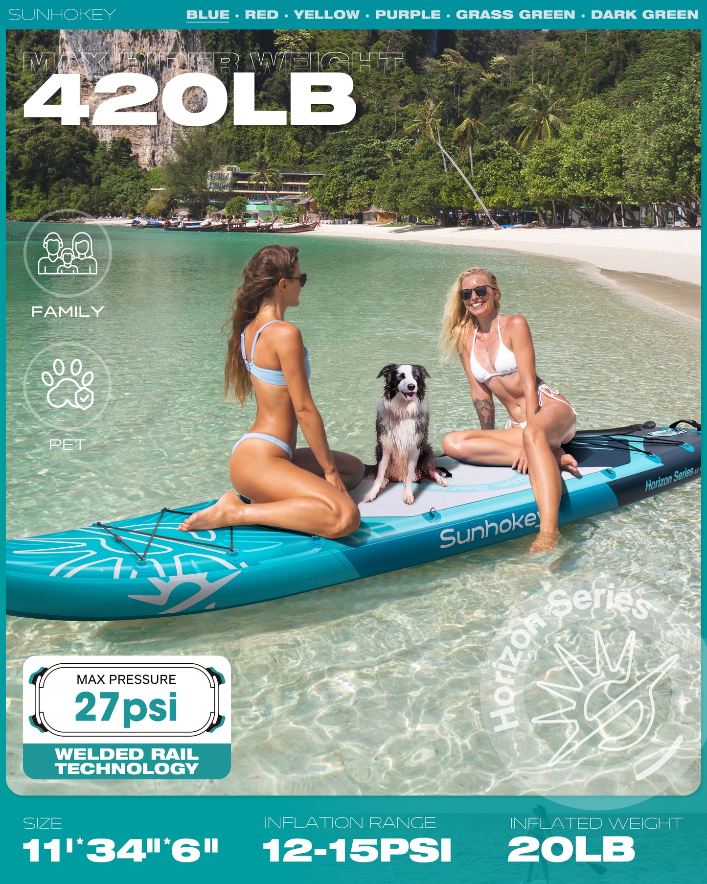 Stand Up Paddle (SUP) Inflable - 11'' pies / 335 cm + Mochila +  Accesorios