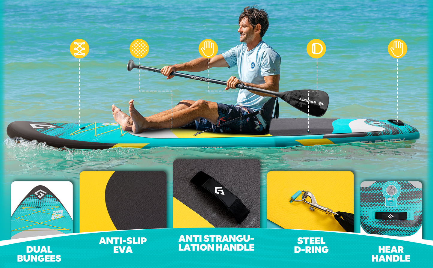 Stand Up Paddle (SUP) Inflable - 11 pies / 335 cm + Mochila + Accesorios
