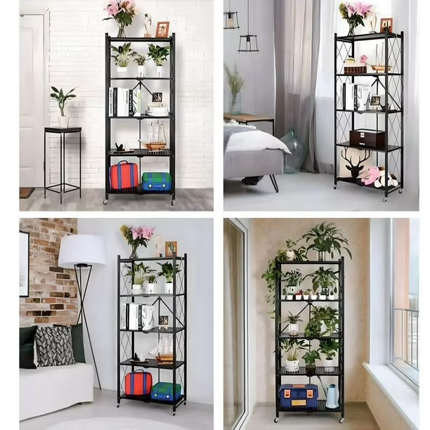 Estante Plegable Multiuso Metal 5 Niveles Con Ruedas