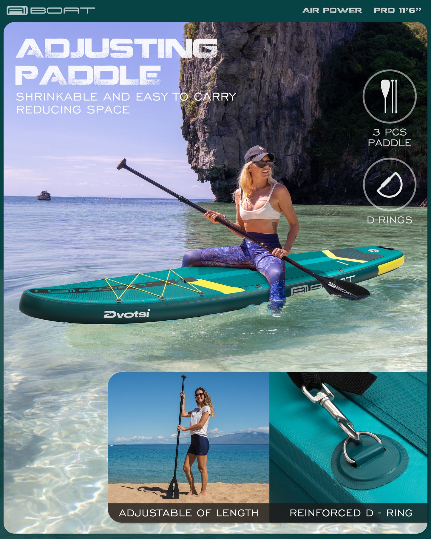 Stand Up Paddle (SUP) Inflable - 11'6 pies / 351 cm + Mochila + Accesorios
