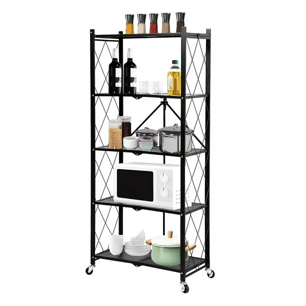 Estante Plegable Multiuso Metal 5 Niveles Con Ruedas