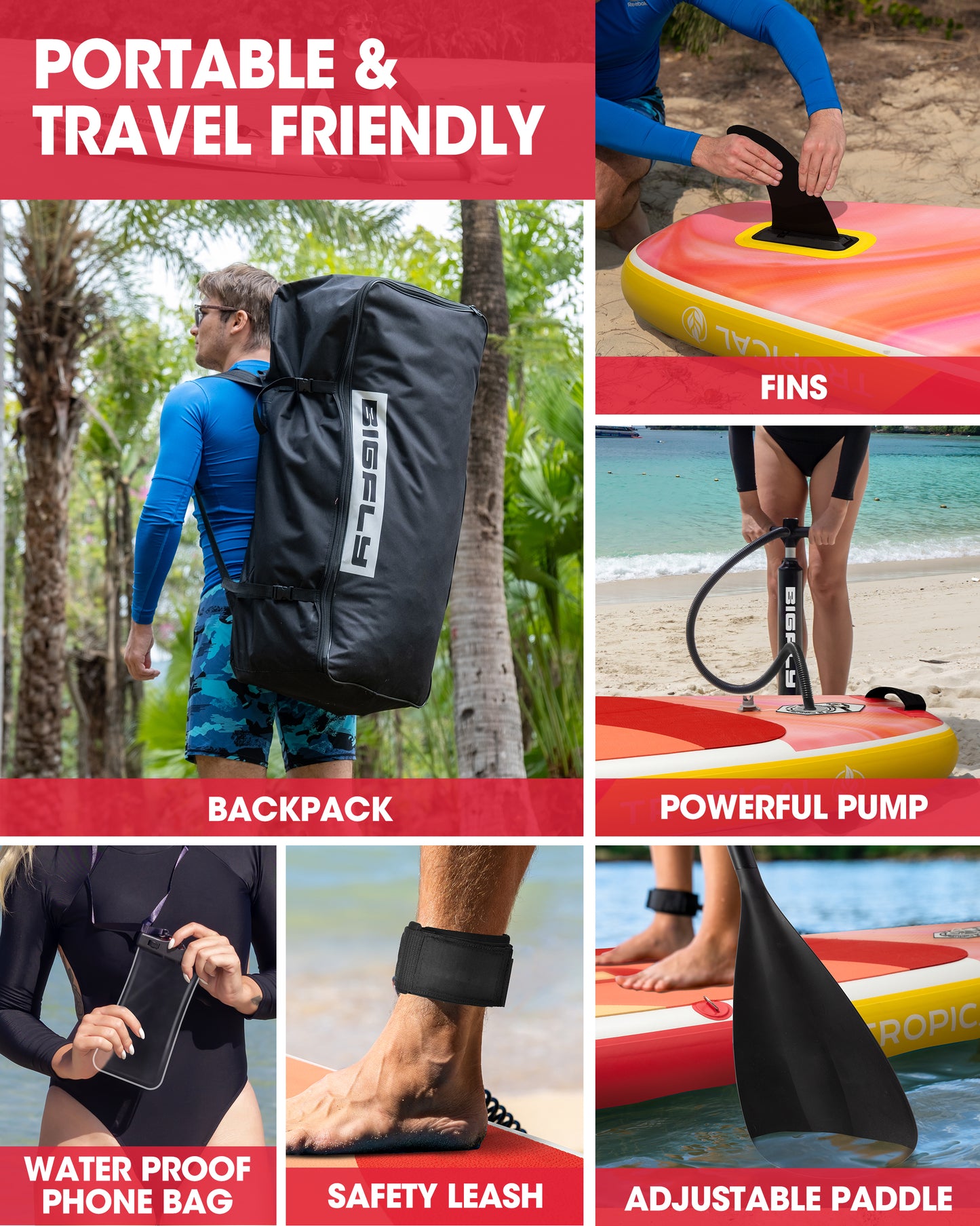 Stand Up Paddle (SUP) Inflable - 11' pies / 335 cm + Mochila + Accesorios