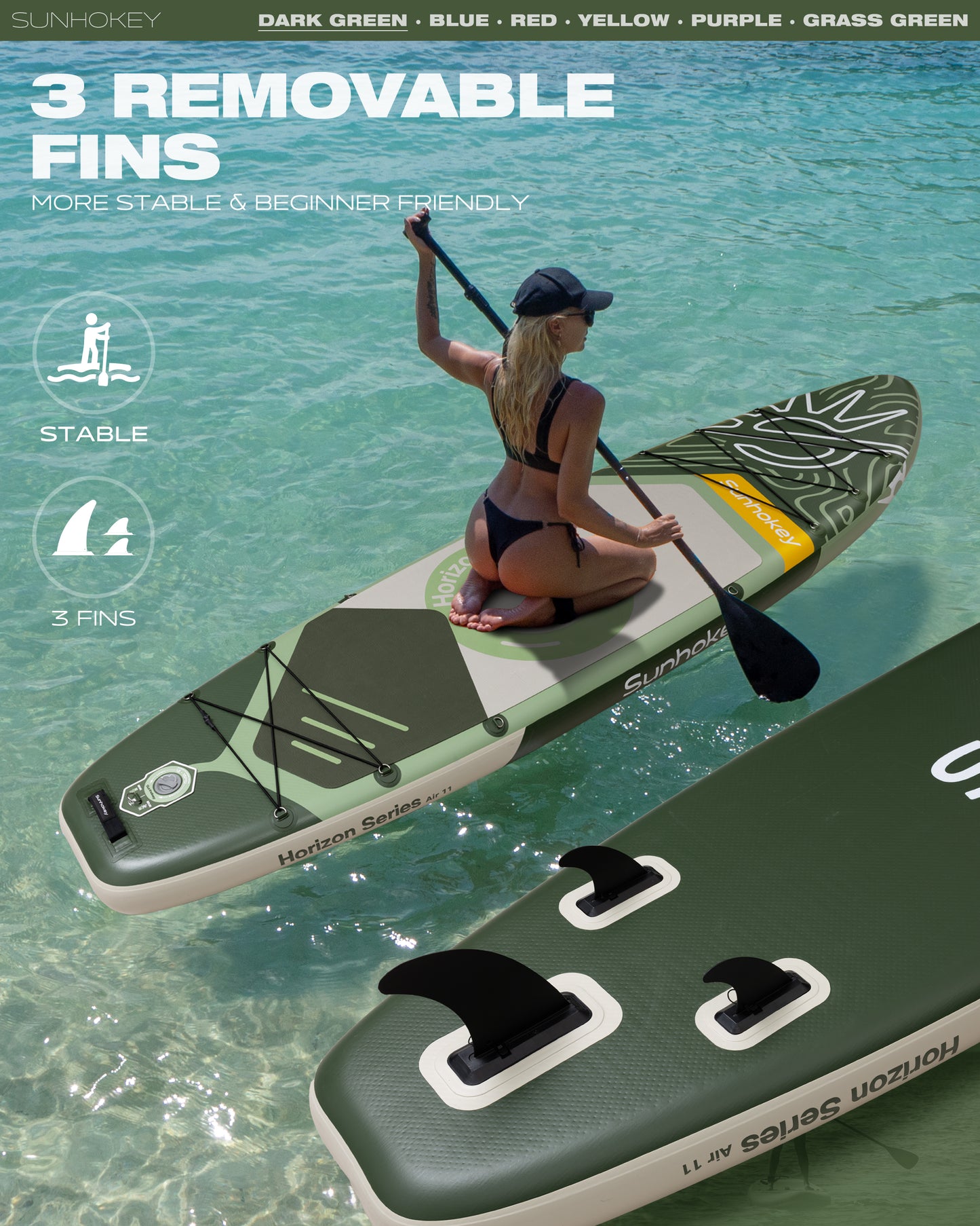Stand Up Paddle (SUP) Inflable - 11'' pies / 335 cm + Mochila + Accesorios