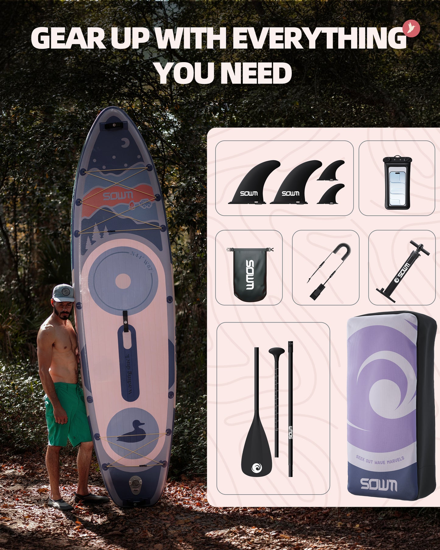 Stand Up Paddle (SUP) Inflable - 11'6 pies / 351 cm + Mochila + Accesorios