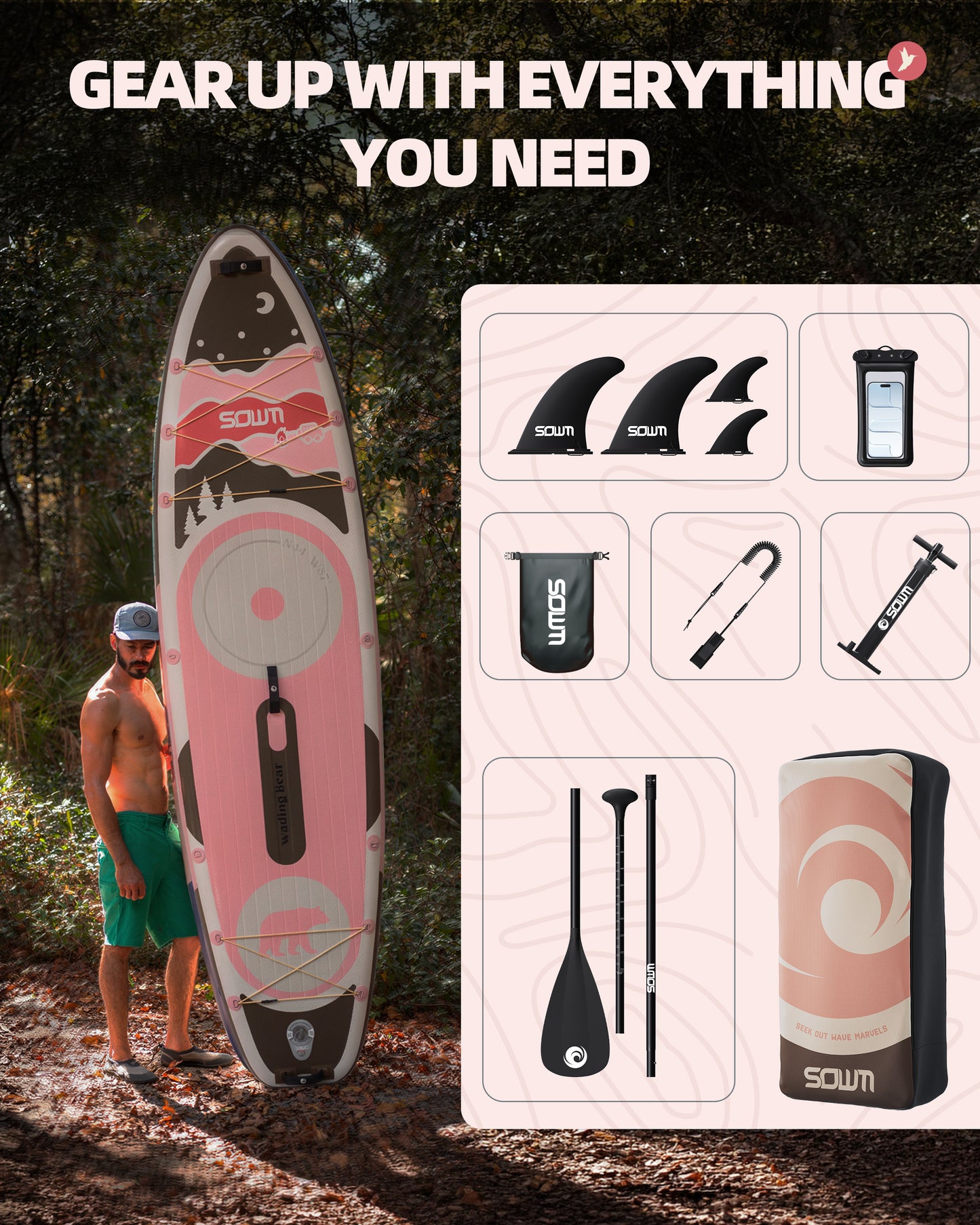 Stand Up Paddle (SUP) Inflable - 11'6 pies / 351 cm + Mochila + Accesorios