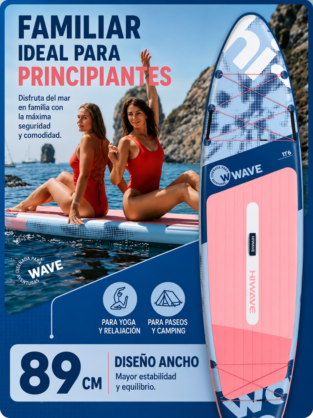 Stand Up Paddle (SUP) Inflable - 11'6 pies / 351 cm + Mochila + Accesorios